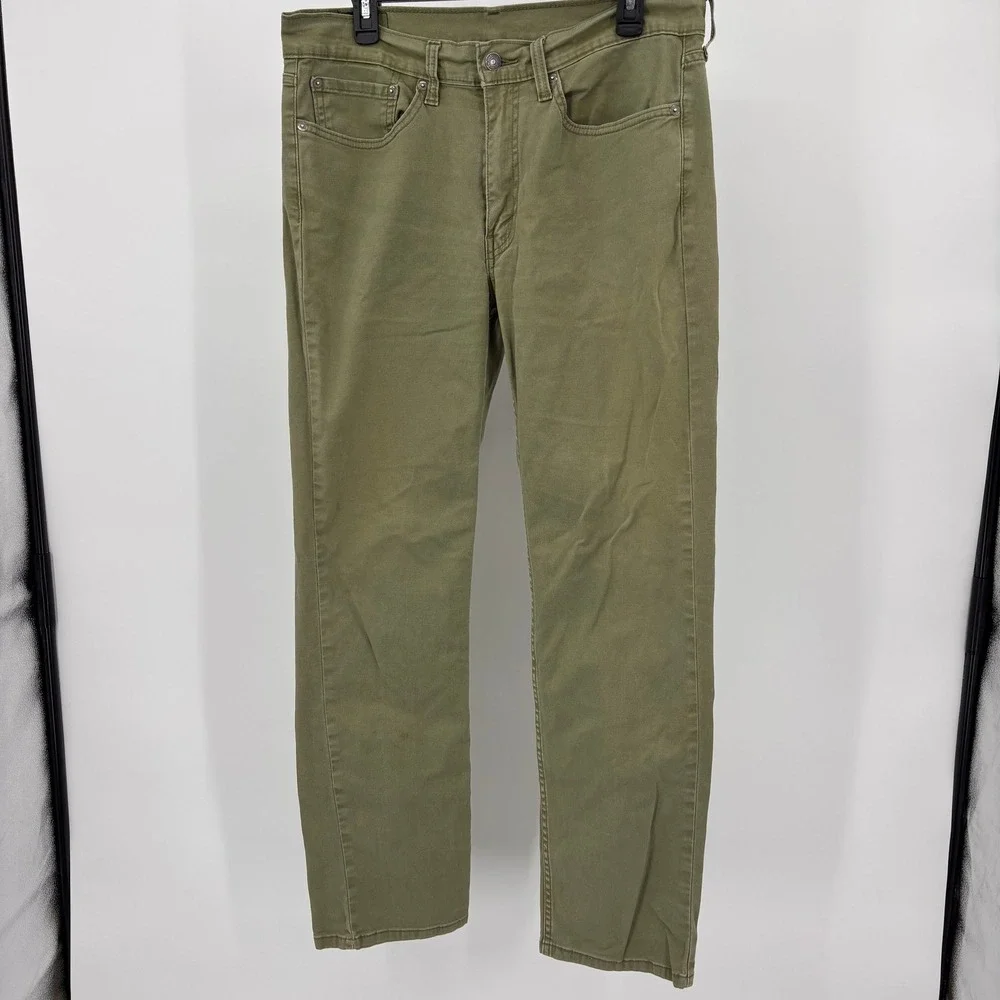 Levi's 514 Straight Fit Pants Mens 34x32 Olive Green Twill Chinos 5-Pocket